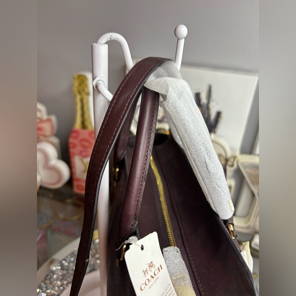 Coach Dark Purple Satchel with Gold Accents - Picture 9 of 15
